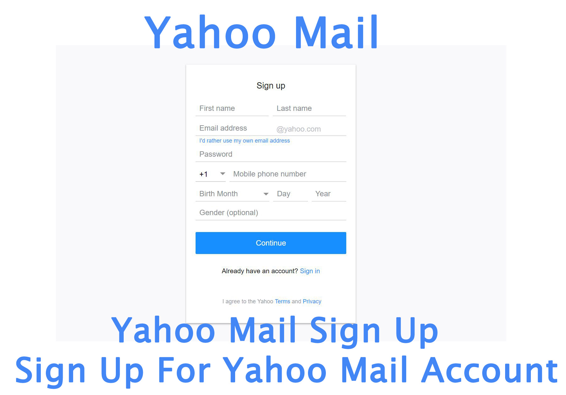 create account yahoo mail sign up