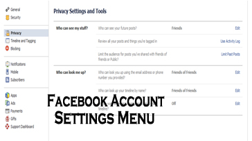 Facebook Account Settings Menu - How to Access it
