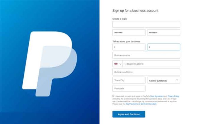 paypal sign up with email