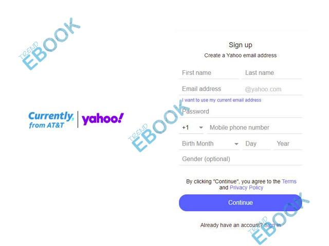 Register yahoo mail Create a
